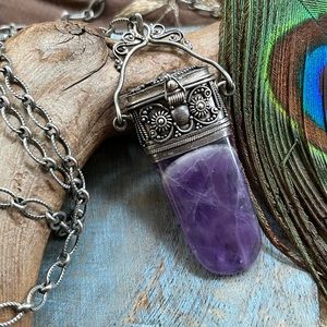 Vintage tribal sterling amethyst necklace